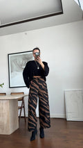 Zebra Desenli Bol Paça Pantolon