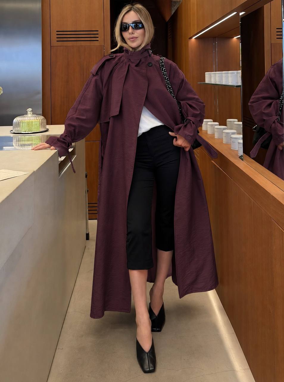 Kemerli Uzun Trençkot - Oversize Kadın Trench Coat