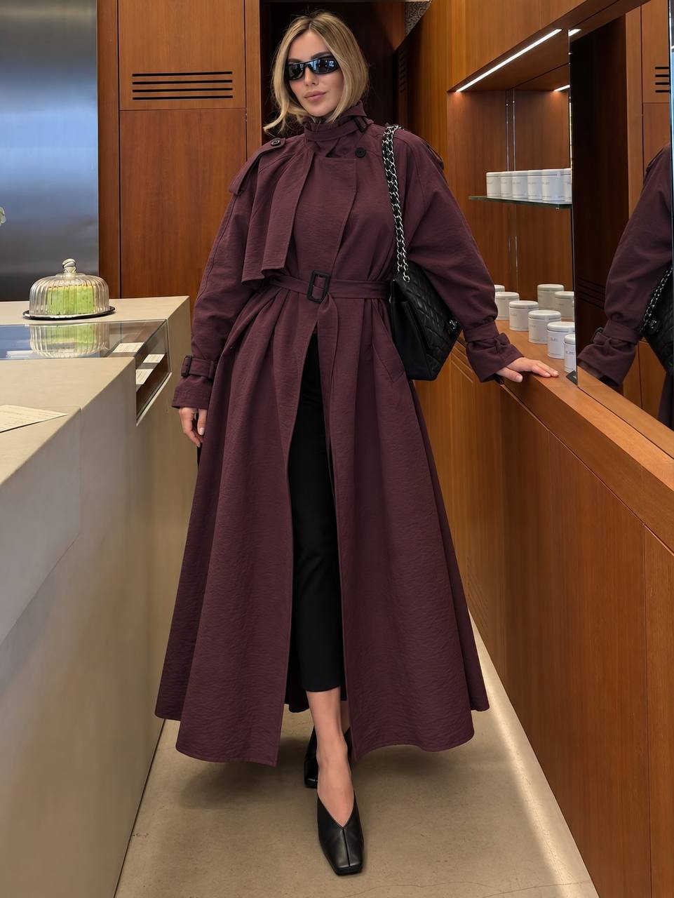 Kemerli Uzun Trençkot - Oversize Kadın Trench Coat