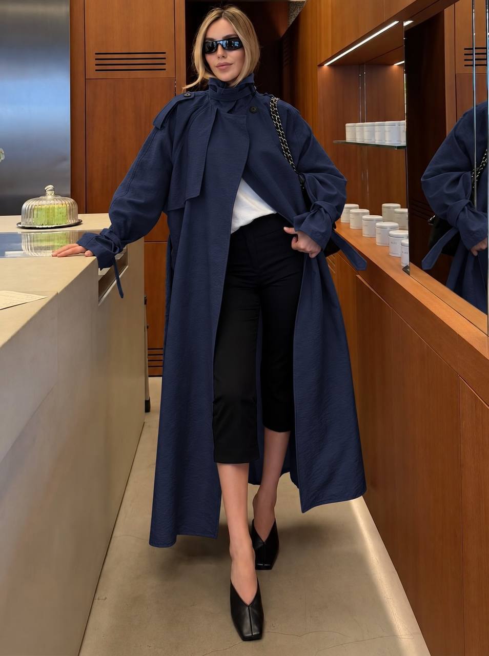 Kemerli Uzun Trençkot - Oversize Kadın Trench Coat