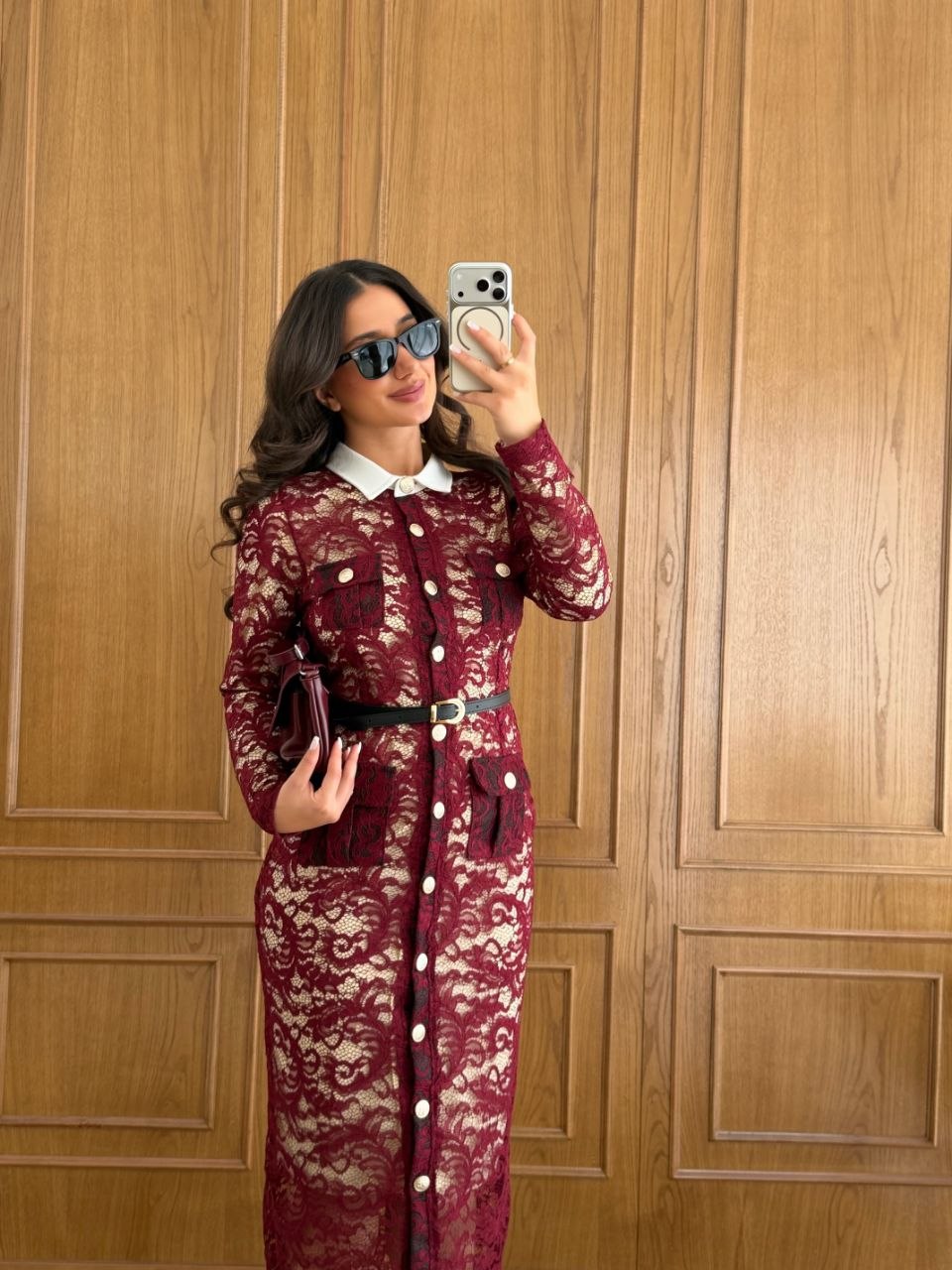 Dantel Gömlek Elbise - Kemerli Viral Model