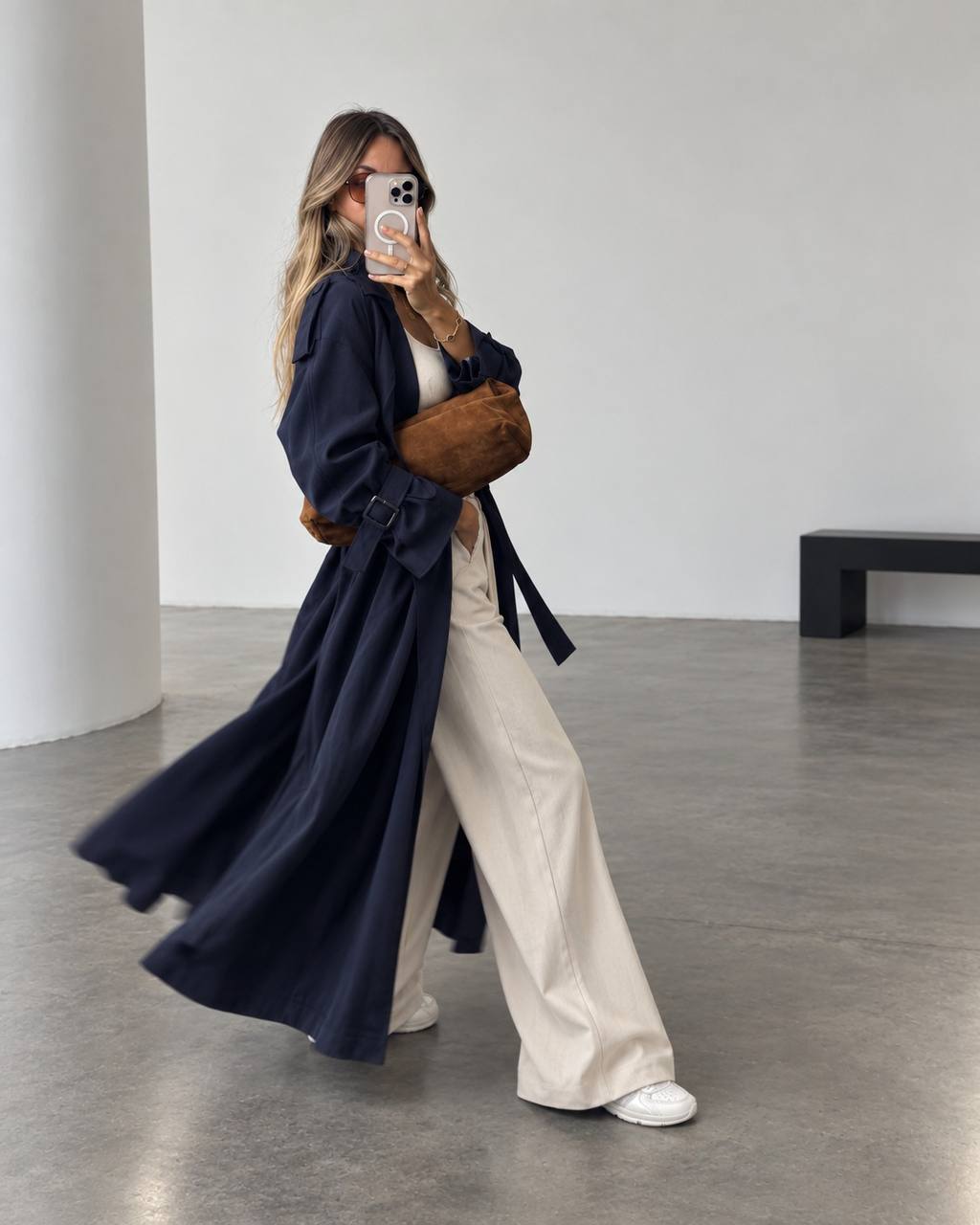 Kemerli Uzun Trençkot - Oversize Kadın Trench Coat