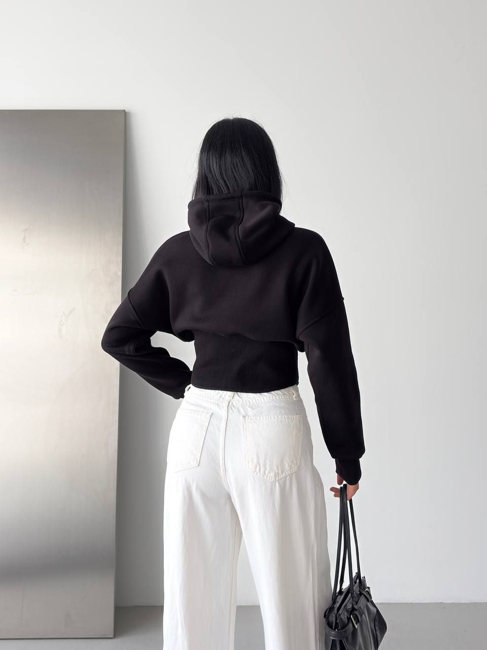 Korseli Fermuarlı Crop Sweat